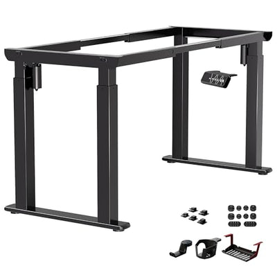 JWX 4-Leg Standing Desk Frame with Dual Motors, Electric Height Adjustable Desk Base, Heavy Duty 330 lbs Load, Fits Desktop 39″–79″, Anti-Collision, Memory Presets, Black Frame Only