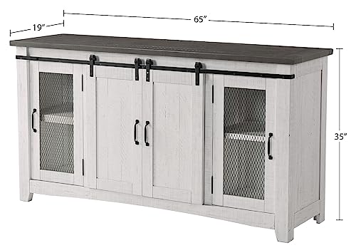 Martin Svensson Home Hampton TV Stand, White Stain with Grey Stain Top - WoodArtSupply