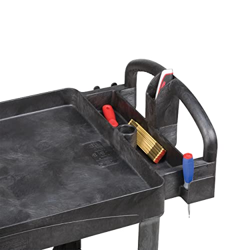 Rubbermaid Commercial Products 2-Shelf Utility/Service Cart, Medium, Lipped Shelves, Ergonomic Handle, 500 Lbs Capacity, for Rubbermaid Commercial Products
