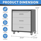 BIZOEIRON Metal Storage Cabinet with Wheels, Rolling Tool Cabinet, Garage Storage Cabinet with 3 Drawer for Tools, Assembly Required (Black/Grey) BIZOEIRON