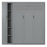 Harper & Bright Designs Queen Size Murphy Bed Wall Bed with Storage Shelves, Wardrobe and LED Lights, Space-Saving for Multipurpose Guest Room or Home Office, Gray Harper & Bright Designs