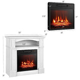 SIMOE 32" Electric Fireplace with Mantel, 1400W Freestanding Fireplace for Living Room, Remote Control, Overheat Protection, Adjustable 3D Flame, Timer, White SIMOE