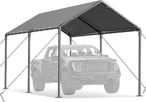 Carport Canopy 10x20 Heavy Duty, Metal Carport Waterproof Carport Garage Tent Outdoor for Car Tuck Boat SUV Party (Grey) gaildon
