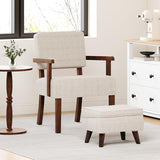 FAGAGA Ottoman Foot Rest, Footstool Ottoman with Adjustable Cover, Modern Foot Stool, Ottoman with Storage for Living Room, Bedroom, Dorm (Beige) FAGAGA