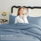 CozyLux Grayish Blue Queen Comforter Set, 3 Pieces Dusty Blue Solid Breathable Quilted Bedding Sets, Luxury Soft Fluffy Bed Set with Down Alternative Comforter All Season (1 Comforter & 2 Pillowcases) CozyLux