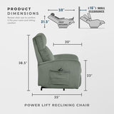 Lexicon Power Lift Recliner Chair for Elderly with Remote Control, Gentle Lift Motion, Side Pocket Armrest, Corduroy Upholstered Electric Recliner for Living Room/Bedroom, Easy Assembly, Green