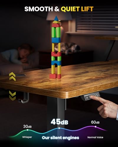 DeskShow L-Shaped Standing Desk - 55 Inch Adjustable Corner Desk, Electric Sit-Stand Computer Table with Memory Controller for Home Office DeskShow