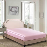 Satin Fitted Sheet, Full Fitted Sheet Only, 1 - Piece Ultra Soft Deep Pocket Single Silk Bottom Bed Sheet Full - Pink Luxbedding