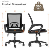 OS MOTOR Home Office Chair, Ergonomic Mid-Back Mesh Desk Chair with Lumbar Support, Adjustable Swivel Rolling Design, Comfy Armrest for Work, Study, Gaming, Vanity, Black OS MOTOR