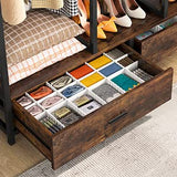 Tribesigns Clothes Rack for Hanging Clothes, Wardrobe Closet with 2 Drawers, Heavy Duty Garment Rack with Shelves and 6 Hanging Hooks, Freestanding Closet Organizer for Bedroom, Laundry, Rustic Tribesigns