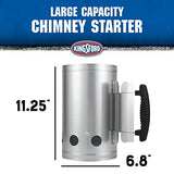 KINGSFORD Heavy Duty Deluxe Charcoal Chimney Starter | BBQ Chimney Starter for Charcoal Grill and Barbecues, Compact Easy to Use Chimney Starters and BBQ Grill Tools, Silver Kingsford