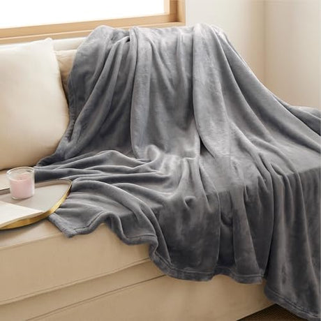 Bedsure GentleSoft Fleece Blanket Twin Size Grey - 300GSM Lightweight Plush Fuzzy Cozy Soft Warm Blanket for Bed, Sofa, Couch, Travel, Camping, 60x80 inches Bedsure