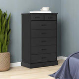 Hasuit Black Dresser for Bedroom, Tall 7 Drawer Dresser with Sturdy Base, Wood Storage Tower Clothes Organizer, Large Storage Cabinet, Chest of 7 Drawers for Closet, Living Room, Hallway Hasuit