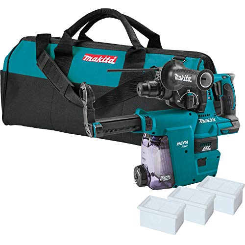 Makita XRH01ZWX 18V LXT® Lithium-Ion Brushless Cordless 1" Rotary Hammer, accepts SDS-PLUS bits, w/HEPA Dust Extractor Attachment, Tool Only Makita