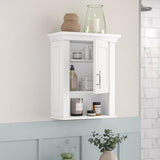 RiverRidge Somerset Single Door Wall Cabinet - Bathroom Medicine Cabinet with Inset Door, Coved Top Shelf, 2 Interior Shelves & Open Display Shelf – Elegant Bathroom Cabinet for Expanded Storage RiverRidge
