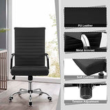 Shahoo PU Leather Office Chair, Mid-Back Chairs, Executive Swivel Armchair for Conference Room, Home Offices, Black Shahoo