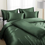 Ersmak 6 Pieces Satin Duvet Cover King Size Luxury Silky Bedding Duvet Cover Set with 1 Soft Duvet Cover, 4 King Pillowcases and 1 Body Pillowcase, Emerald Green Ersmak