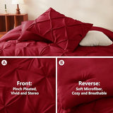CozyLux King Size Comforter Set Dark Red, 7 Pieces Pintuck Bed in A Bag Red Comforter King Size, Pinch Pleat Bedding Set with All Season Comforter, Sheets, Pillowcases & Shams CozyLux