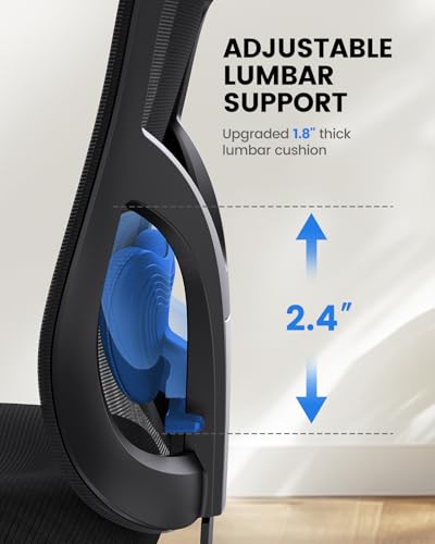 NOBLEWELL Ergonomic Office Chair with Padded Lumbar Support, 2D Headrest, Adjustable Armrests, Upgraded Contoured Seat Cushion, 130° Rocking Tilt, Computer Gaming Chair for Home Office NOBLEWELL