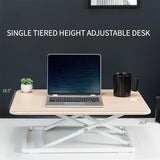 VIVO Ultra-Slim Single Top Height Adjustable Standing Desk Riser, Compact Sit Stand Desktop Converter for Monitor or Laptop, Light Wood, DESK-V001JF VIVO