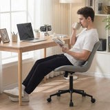 YOUNIKE Office Chair, Armless Desk Chair with Wheels, Adjustable Swivel Rolling Home Office Computer Task Chairs, Modern Faux Leather Upholstered Vanity Chair, Grey YOUNIKE