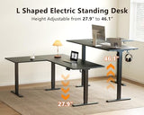 Casaottima 63 Inch Reversible L Shaped Electric Standing Desk, Ergonomic Height Adjustable Desk, Large Lift Corner Stand up Table for Workstation, Home Office, Reception Room, Black Casaottima