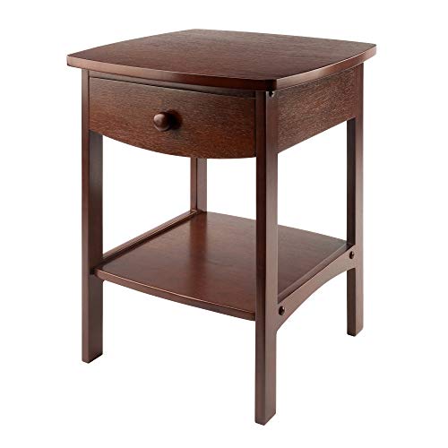 Winsome 22 x 18 x 18-Inch Wood Curved End Table/Night Stand With One Drawer, Brown (94918) - WoodArtSupply