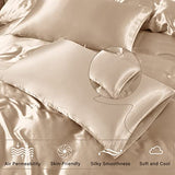 Vonty 3-Piece Silky Satin Duvet Cover Set Full/Queen Size Duvet Cover, Organic Natural 400TC Beige Duvet Cover Set - Luxury & Sexy Bedding Duvet Covers with Zipper Closure(No Comforter) Vonty