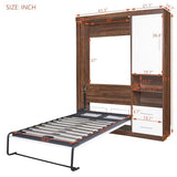 Twin Murphy Bed Space-Saving Wall Bed with Cabinet, Drawers and Storage Shelves for Multipurpose Guest Room or Home Office Merax