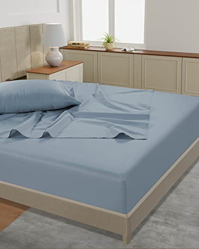 LANE LINEN Twin Bed Sheet Set – 450 Thread Count 100% Long Staple Cotton, Naturally Cooling & Soft, 15” Deep Pocket Fully Elasticized Fitted Sheet, Luxury Hotel Bedding, French Blue LANE LINEN