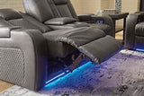 Signature Design by Ashley Fyne-Dyme Contemporary Power Reclining Loveseat with Console, USB Charging Ports and Adjustable Headrest, Gray Signature Design by Ashley
