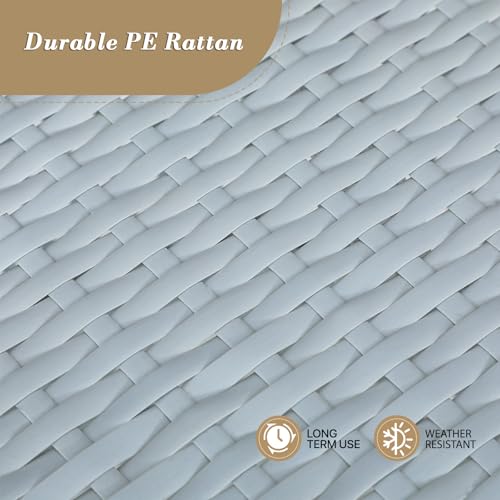 Athena Collection Outdoor Patio Furniture Set Wicker Bistro Set, 3 Piece Conversation Set All-Weather PE Rattan Chairs with Seat Cushions & Glass Table for Porch, Backyard, Black Athena Collection