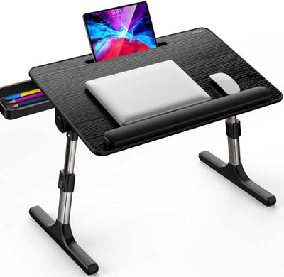 Besign LT07 Lap Desk [Extra Large], Adjustable Laptop Table, Portable Standing Bed Desk, Foldable Sofa Breakfast Tray, Notebook Computer Stand for Reading and Writing (Black)