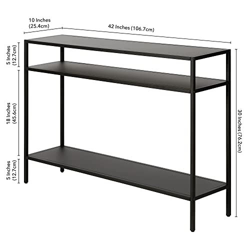 Henn&Hart 42" Wide Rectangular Console Table with Metal Shelves in Blackened Bronze, Entryway Table, Accent Table for Living Room, Hallway Henn&Hart