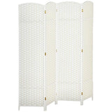 HOMCOM Room Divider, 4 Panel Folding Privacy Screen, 5.6' Tall Freestanding Wall Partition for Home Office, Bedroom, White HOMCOM