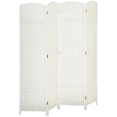 HOMCOM Room Divider, 4 Panel Folding Privacy Screen, 5.6' Tall Freestanding Wall Partition for Home Office, Bedroom, White HOMCOM
