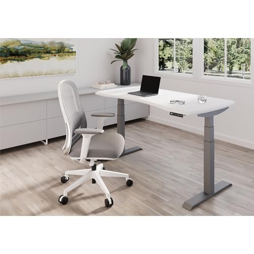 WorkPro® Uomo Ergonomic Mesh/Fabric Mid-Back Office Chair, White/Gray, BIFMA Compliant WorkPro