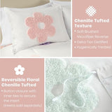 Intelligent Design Kids Full Duvet Cover Set for Girls, Tufted Chenille Floral Duvet Set Queen, Lightweight Polka Dot Reversible Bedding Cover, Gracie, Full/Queen White/Purple 4 Piece Intelligent Design