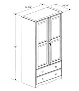 Palace Imports 100% Solid Wood Smart Wardrobe/Armoire/Closet, Java Color, 40" W x 72" H x 21" D, 1 Clothing Rods, 1 Lock, 2 Drawers Included Palace Imports