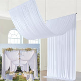 20ftx20ft White Backdrop Ceiling Drapes,4Panels 20ft Height Wrinkle Free Tent Draping Curtains, Fabric Drapery Ceiling Drapes for Wedding Ceremony Birthday Theme Parties with Rod Pocket Outpain