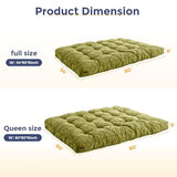 MAXYOYO 6" Futon Mattress Full Size, Tufted Futons Sofa Couch Bed with Twisted Rope Design Edging, Thick Corded Fabric Floor Mattress for Adults, Shredded Foam Filling (Frame Not Included), Green MAXYOYO