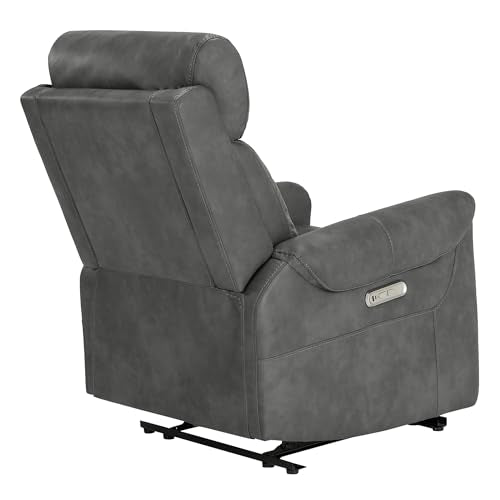 KISLOT Leather Recliner Chair for Adults Wall Hugger RV Recliner with USB Charging Ports Electric Power Reclining Sofa for Living Room Home Theater Seating Bedroom