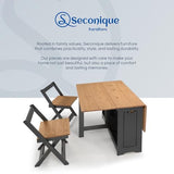 SECONIQUE Santos Butterfly Dining Set – 4 Assembled Foldable Chairs + 1 Folding Table – Space-Saving Table with Nesting Chairs - Compact and Easy to Assemble - Green & Rustic Pine Wood SECONIQUE