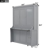 URTR Queen Size Murphy Bed with a Shelf, Easy Fold Wood Wall Bed, Space-Saving Murphy Bed Cabinet for Guest Room Home Office,Grey URTR