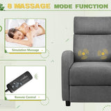 Furniwell Massage Recliner Chair for Living Room Adjustable Fabric Reclining Chair Home Theater Seating Modern Winback Single Sofa for Adults with Footrest (Gray) Furniwell