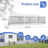 10'x30' Outdoor Canopy Tent, Party Tent with 5 Removable Sidewalls, Event Tents for Parties, Outside Waterproof Wedding Canopy for Birthday, Holiday (White,10x30FT-5Sides) DVIEN