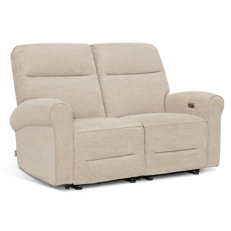 MCombo 64.6" Wall Hugger Power Loveseat Recliner Sofa with USB Ports, Reclining Loveseat for Small Spaces Living Room RV, Fabric PR635M1 (Beige) MCombo