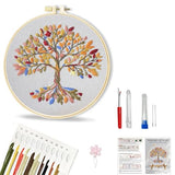 Huacan Embroidery Kit for Beginners Colorful Tree of Life Embroidery Kit, DIY Hand Embroidery Set with Pattern