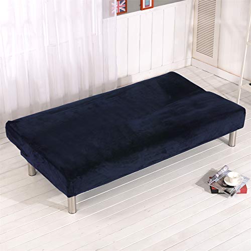 Thick Plush Futon Cover Stretch Armless Sofa Bed Slipcover Soft Couch Sofa Cover Futon Slipcover (Dark Blue) Generic