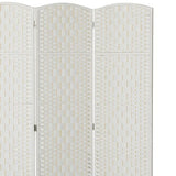 HOMCOM Room Divider, 3 Panel Folding Privacy Screen, 6FT Tall Portable Wicker Weave Partition Wall Divider for Bedroom, Home Office, White HOMCOM
